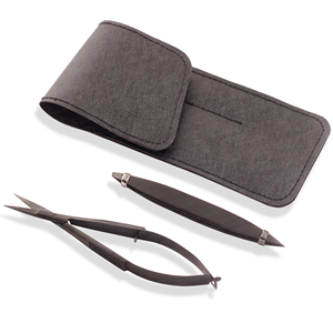 Professional Spring Scissor Stainless Steel Shape <b>Tool</b> Eyebrow Nose Hair Clip Tweezer <b>Remover</b> With Leather Pouch Packing - Product Image 1