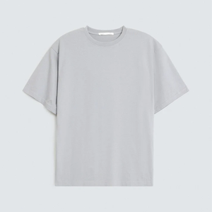 Impression géométrique brutaliste personnalisée sur coton Pima biologique et tissu modulaire haute densité, col rond essentiel en obsidienne - Product Image 5