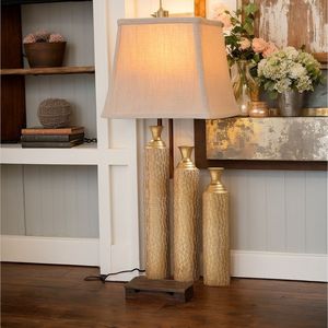 Vases décoratifs en métal doré haute détresse 3 pièces de centres de table décoratifs pour la maison à motifs de vigne 34 \ "29 \" 25 \ "ensemble - Product Image 5