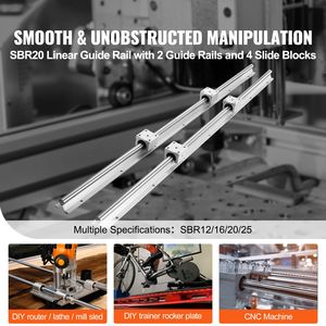 Set di movimento lineare automatico CNC fai-da-te SBR20 da 2200 mm, include due guide da 86,6 pollici e quattro blocchi SBR20UU per CNC fai-da-te automatizzato - Product Image 2