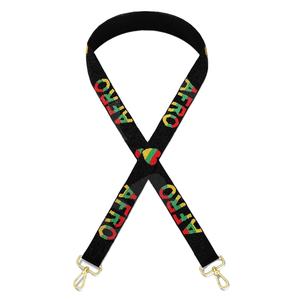 Afro Heart Multi Customized White Gold Seed Bead Bag Straps 'Hook Em Horns' Fashionable Accessory Beaded Purse Strap - Product Image 1