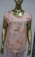 Chemisier d'été décontracté vintage pour femme avec imprimé floral, devant en satin, dos en viscose, appliques écologiques, boutons, fabriqué en Inde