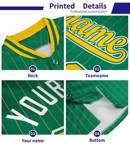 Maillot de baseball personnalisé noir et vert rayé unisexe à manches courtes, anti-humidité, pour équipe, avec fermeture boutonnée - Product Image 6