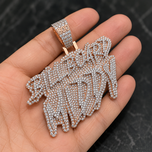 Unisex Luxury 925 Silver Rose <b>Gold</b> Plated Custom Name Letter Pendant Round Moissanite Hip Hop Bling Jewelry Luxury Gifts for Men - Product Image 4
