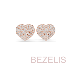 Boucles d'oreilles clous BEZELIS en diamant pavé pour femme, bijoux en diamant de laboratoire taille brillant rond, vente en gros de joaillerie fine - Product Image 2
