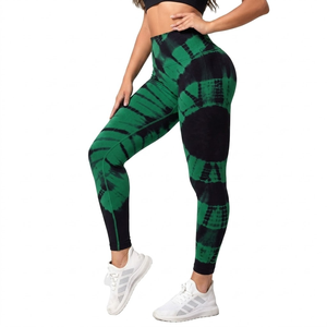 Nouvel Arrivage Très Demandé Leggings de Sport pour Femme Imprimé Tie-Dye Spandex/Nylon Sans Couture Pantalon Tendance Fitness Amincissant Course Yoga - Product Image 1