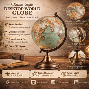 Globo Terráqueo Ejecutivo de Escritorio con Base de Hierro y Globo de Plástico |   Globo Terráqueo Educativo para Escritorio de Oficina, Mesa de Estudio y Decoración del Hogar - Product Image 5