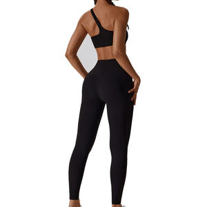 Ensemble de sport pour femmes avec logo personnalisé, leggings de yoga sans couture et soutien-gorge de sport, vêtements de fitness très extensibles, vente en gros OEM - Product Image 5