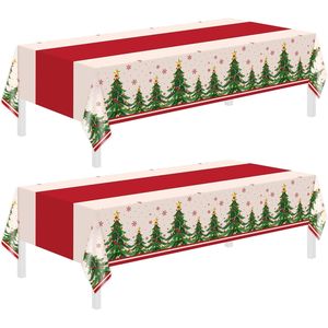 Confezione da 2 Tovaglie Rettangolari in Plastica Usa e Getta 54 X 108 Pollici, Decorazioni per Tavola Natalizia, Accessori per Feste di Natale - Product Image 1