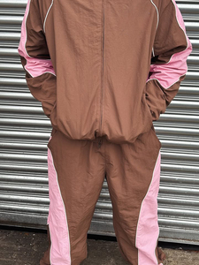 OEM Designer Nylon Windbreaker Tracksuit Set Custom Logo Stand Collar Side Piping <b>Detailing</b> Men's <b>Quick</b> Dry Zipper Tracksuit - Product Image 4