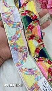Multi Coloured Sequins Work Embroidered <b>Laces</b> for Garments Dresses Bridal Craft Trim Wholesale Export Supply - Product Image 5