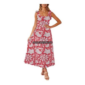 Vestido de tirantes finos sin mangas de algodón estampado floral hecho a medida para tiendas de ropa femenina - Product Image 6