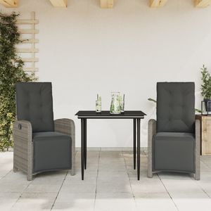 Ensemble bistro 3 pièces en poly rotin gris avec coussins Ensembles de jardin - Product Image 1