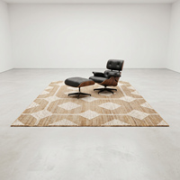 Moderner Handgewebter Jute-Teppich in Beige und Elfenbein mit Geometrischem Rautenmuster, Rutschfest, Dicker Flor, Strukturiert für Wohnzimmer, Schlafzimmer, Esszimmer und Zuhause