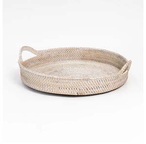 Natural Rattan Woven Serving Storage <b>Tray</b> With Handle For Coffee Snack Breakfast Farmhouse Cane Serving <b>Tray</b> For Kitchenware Use - Product Image 4