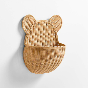 Top selling Eye-catching Natural Rattan Wicker Bear & <b>Rabbit</b> Ear Wall Mount Basket Unique Design Baby Nursery Collection - Product Image 2