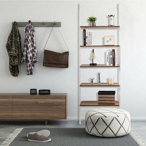 Étagère échelle à 5 niveaux aspect bois avec structure métallique pour la décoration intérieure - Product Image 3