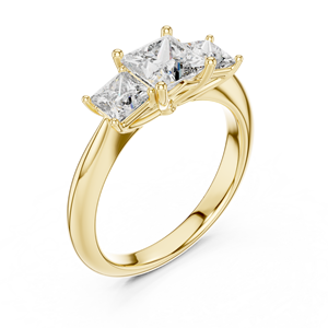 Bague de fiançailles classique en moissanite à trois pierres de taille princesse, en alliage d'or blanc 14 carats et argent sterling |   Bague de Mariage Trilogy pour Femme | - Product Image 6