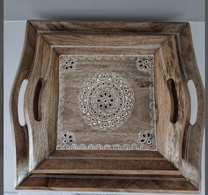 ถาดไม้เสิร์ฟอาหารถาดทรงสี่เหลี่ยมสำหรับใส่ผลไม้ของตกแต่งห้องรับประทานอาหารจากอินเดีย - Product Image 5