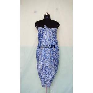 Pario Damen Handgefertigter Blumen-Satin-Baumwoll-Strandsarong Maßgeschneidert Günstiger Langer Casual Party-Stil Einfarbig Gepunktet Tägliche Kleidung - Product Image 1