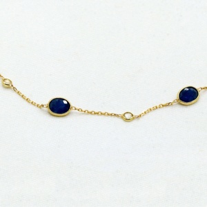 Wholesale Natural Blue Sapphire & Diamond Bracelet | 18K <b>Solid</b> Yellow <b>Gold</b> Handmade Fine Jewelry for Women-Anniversary Gift - Product Image 2