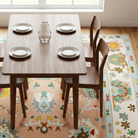 Tapis Oushak de luxe en laine nouée à la main, couleur pêche ivoire, motif floral classique, tissage plat doux, durable, pour salon et chambre à coucher