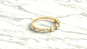 Anillo de Diamantes de Corte Princesa de Oro de 18K de Lujo, Anillo de Eternidad con Múltiples Piedras Flotantes, Anillo de Boda Delicado y Apilable para Mujer - Product Image 3