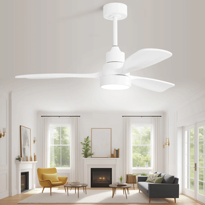 48-Inch Solid Wood <b>LED</b> <b>Ceiling</b> Fan with <b>Dimmable</b> <b>Light</b> and 6-Speed Reversible DC Motor - Product Image 3
