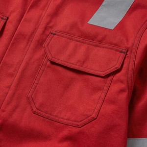 Red <b>Reflective</b> Work <b>Jacket</b> with Chest & Sleeve <b>Reflective</b> Tape Heavy Duty Industrial Utility <b>Jacket</b> OEM / Private Label - Product Image 3