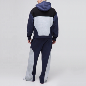 ชุดวอร์มผู้ชายแบบมีฮู้ด สีสันตัดกัน ผ้าฟลีซ เสื้อฮู้ด กางเกงจ็อกเกอร์ รับผลิตตามแบบ OEM เสื้อผ้าสตรีทแวร์ขายส่ง - Product Image 2