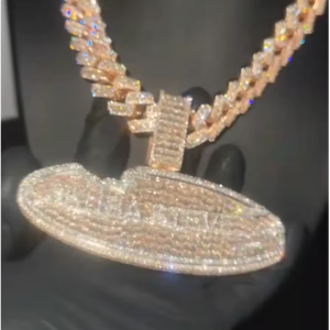 เครื่องประดับฮิปฮอป CONCEPTION สำหรับผู้ชาย จี้ห้อยคอแบบกำหนดเองได้ ตัวอักษร ตัวเลข ชื่อ หรือโลโก้  ทำจากเงินแท้ 925 ประดับด้วยเพชร VVS Moissanite GRA ชุบทอง - Product Image 1