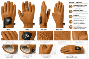 Gants de golf en cuir, longueur poignet, respirants, doublés de coton, style vintage, usage quotidien, quatre saisons, pour les sports de plein air - Product Image 2