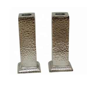 Bougeoir en aluminium plaqué nickel martelé Bougeoir en aluminium moulé lourd bougeoir modernisme pour la maison - Product Image 1