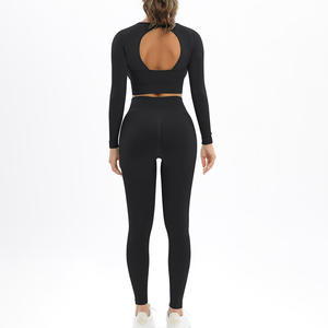 Conjunto de Ropa de Yoga Ecológica Personalizada para Mujer, de Secado Rápido, Dos Piezas, Nailon/Algodón, Ropa Deportiva para Gimnasio - Product Image 2