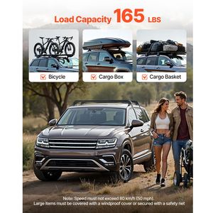 Barre Portatutto Universali per Tetto Piatto, Barre Rialzate/Barre a Filo/Modanature Nere, Capacità 75 kg, Portapacchi Auto - Product Image 4