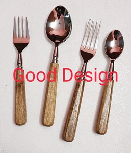 Ensemble de couverts modernes en acier inoxydable avec manche en bois de plage, vente en gros de couverts pour mariage - Product Image 4