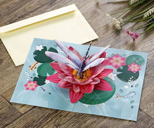 Tarjeta de Agradecimiento 3D Pop-Up Hecha a Mano con Diseño de Libélula y Papel Artístico Recortado para Regalos Empresariales - Product Image 3