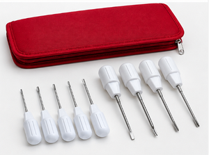 8 Pcs Manual Dental Implant <b>Screwdriver</b> Kit <b>with</b> White Handles in Red Zipper <b>Case</b> - Product Image 4