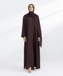 Nouvelle Abaya musulmane violette avec hijab assorti, robe longue à manches longues, robe modeste pour femmes, tenue quotidienne, respirante, légère, service OEM - Product Image 1