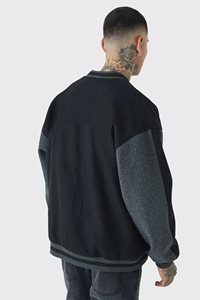 Chaqueta Varsity de Lujo para Hombre, con Logotipo Bordado Personalizado, Chaqueta Urbana de Lana Premium, Corte Holgado de Dos Tonos, 100% Algodón - Product Image 6