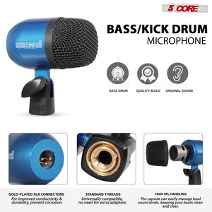 Kit de Micrófonos de Batería de 5 Núcleos, 9 Piezas, Micrófonos de Batería Totalmente Metálicos, Tom/Snare y Platillos, Juego de Micrófonos con Cable para Instrumentos de Percusión - Product Image 2
