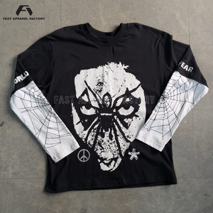 Camiseta Premium para Hombre con Gráfico de Ghost Face, Camiseta de Algodón Personalizada, Estilo Urbano, Oversize, con Diseño de Manga de Telaraña - Product Image 4