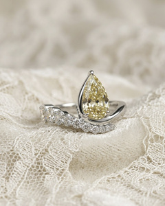Pear Cut Yellow VVS1 Lab Grown Diamond 14K Gold Plated Silver Curved <b>Wishbone</b> Pave Wedding Bands Wholesale Bridal Engagement - Product Image 3