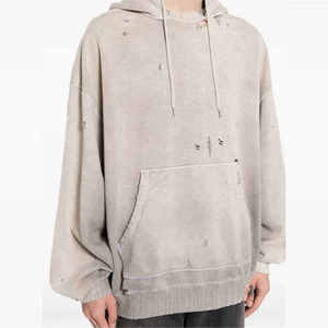 <b>Top</b> Trendy Embroidered <b>Distressed</b> Hoodie 100% Cotton Long Sleeve Winter Fashion Streetwear <b>Distressed</b> Hoodie - Product Image 5