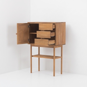 Teak Sideboard Cabinet with <b>Rattan</b> Door and Drawers Natural Solid Wood Storage for Hotel Villa Restaurant Furniture Commercial - Product Image 1