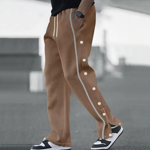 Spring Autumn New Men's Casual Youth Long Pants Trousers Versatile Sports <b>Elastic</b> Waist Button Side Stripe Casual Pants - Product Image 5