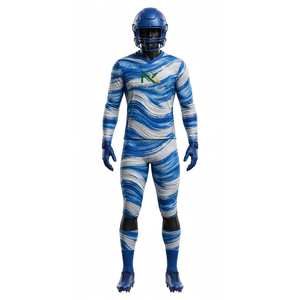 Ensemble de maillot et pantalon de football NEXTEX pour homme, motif Brushstroke Wave, bleu et blanc, sublimation - Product Image 1