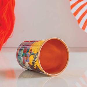 Rajasthani Folk Art Print Copper Tumbler Ethnic Designer Water Glass Cultural Metal Drink <b>Cup</b> <b>Reusable</b> Giftware Decor - Product Image 2