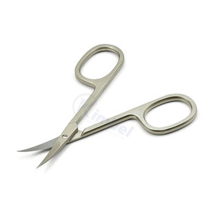 Ciseaux à ongles professionnels de qualité supérieure, durables, courbés, avec vis véritable, finition argentée, trou carré, en acier inoxydable, pour droitiers - Product Image 1