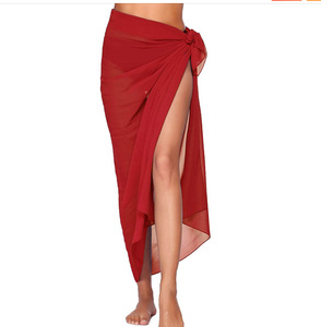 Sarong transparent en mousseline de soie 2 couleurs, écharpe de plage, couvre-maillot de bain, TAILLE UNIQUE - Product Image 3